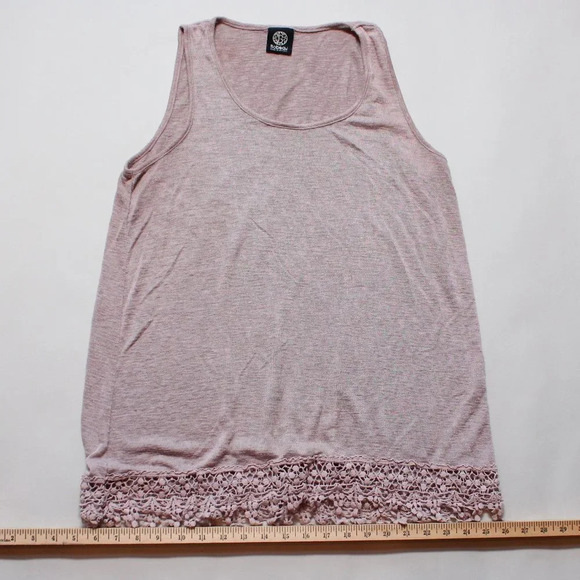 Nordstrom Bobeau Blush Laced Trimmed Knit Sleeveless Blouse - Picture 4 of 6